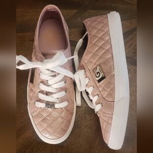 Guess Women's Quilted Pink Glitter Sneakers Size 8.5